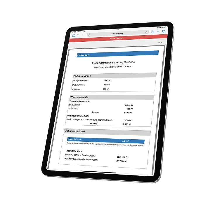 Heizlast-Report für Rottweil