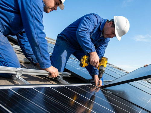 Detailansicht modernster Photovoltaik-Technik mit hoher Effizienz